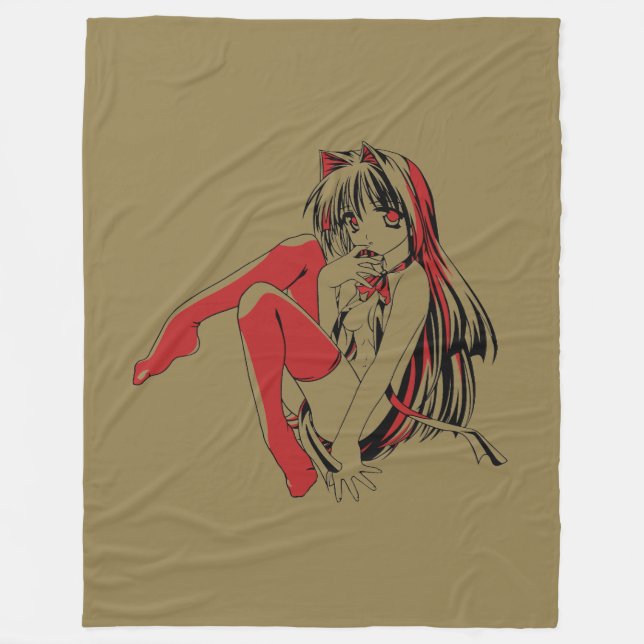 R & B Manga, Neko Catgirl Furry Loli Anime Fleece Blanket (Front)