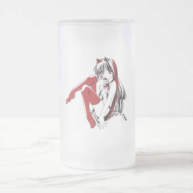 R & B Manga, Neko Catgirl Furry Loli Anime Frosted Glass Beer Mug (Center)