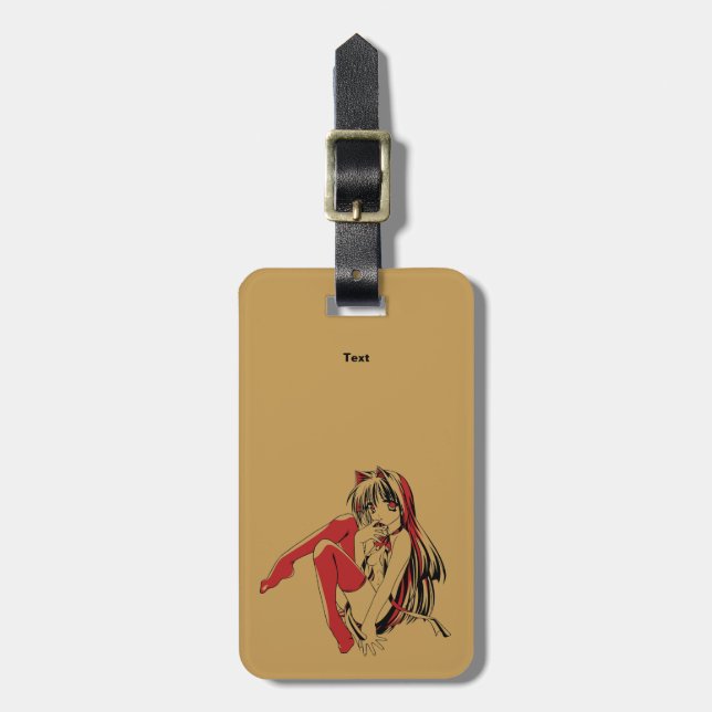 R & B Manga, Neko Catgirl Furry Loli Anime Luggage Tag (Front Vertical)