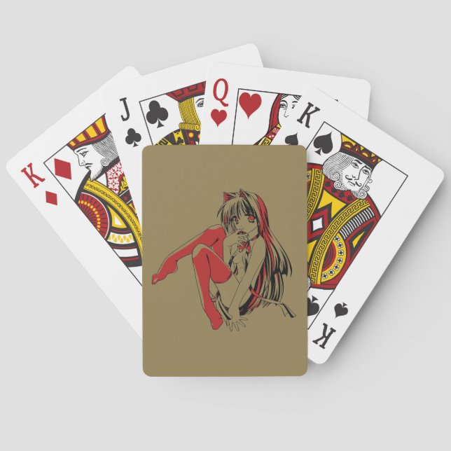 R & B Manga, Neko Catgirl Furry Loli Anime Playing Cards (Back)
