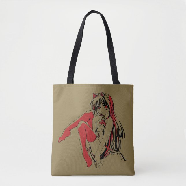 R & B Manga, Neko Catgirl Furry Loli Anime Tote Bag (Front)