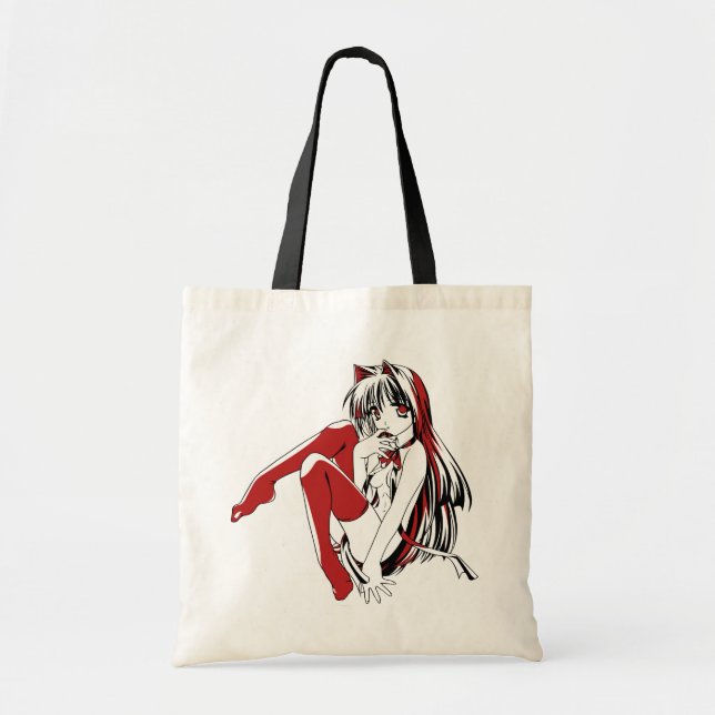 R & B Manga, Neko Catgirl Furry Loli Anime Tote Bag (Front)