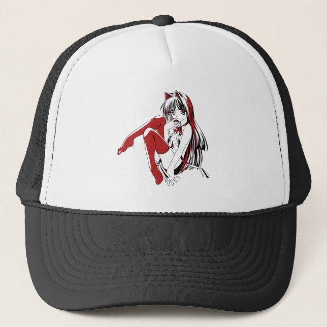 R & B Manga, Neko Catgirl Furry Loli Anime Trucker Hat (Front)