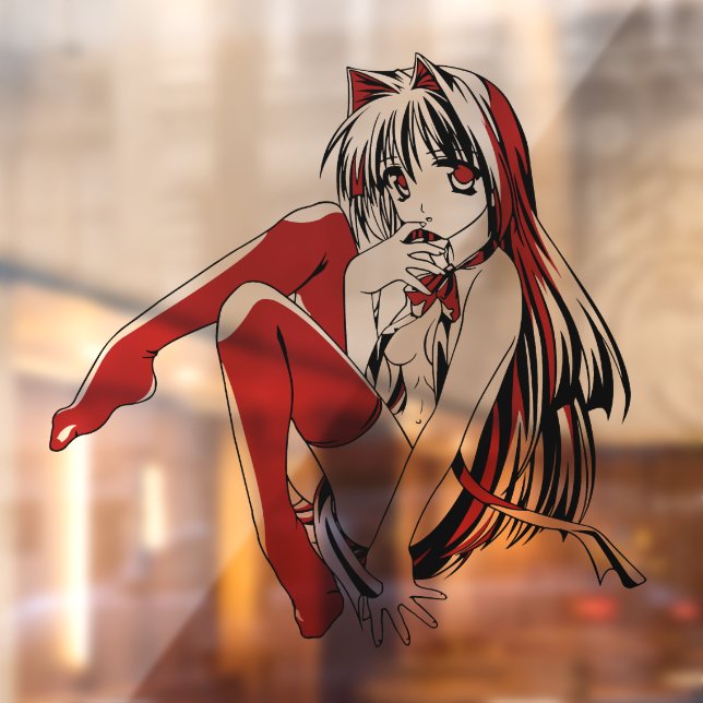 R & B Manga, Neko Catgirl Furry Loli Anime Window Cling (Sheet 2)