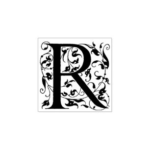 R Decorative First Letter Rubber Stamp