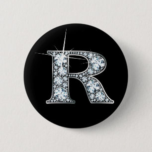 "R" Diamond Bling Button
