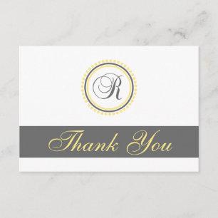 R Dot Circle Monogam Thank You Cards (Yellow/Grey)