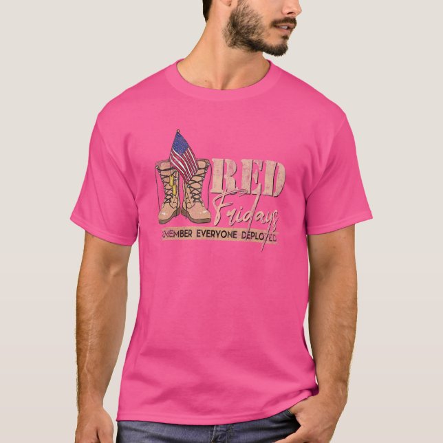 R E D  Friday Remember Everyone Deployed Retro US  T-Shirt (Front)