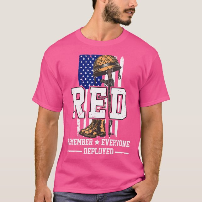 R E D  Remember Everyone Deployed Support Soldier T-Shirt (Front)