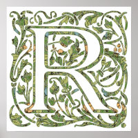R Floral Monogram