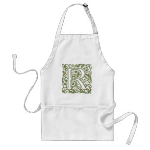 R Floral Monogram Standard Apron
