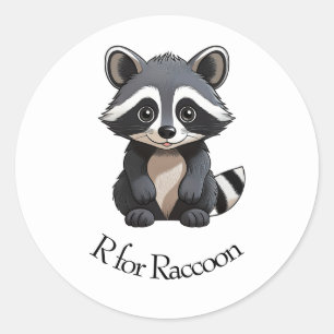 R for Raccoon Classic Round Sticker