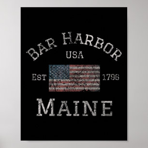 R Harbour Maine Usa American Flag Established Me V Poster