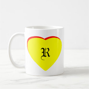 "R" Heart Yellow Red Wedding Invitation The MUSEUM Coffee Mug