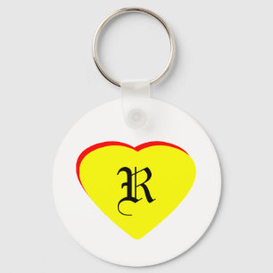 "R" Heart Yellow Red Wedding Invitation The MUSEUM Key Ring