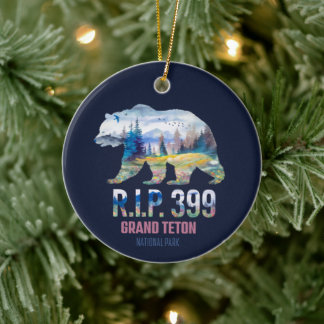 R.I.P. 399 The Queen of the Tetons Bear Ceramic Tree Decoration