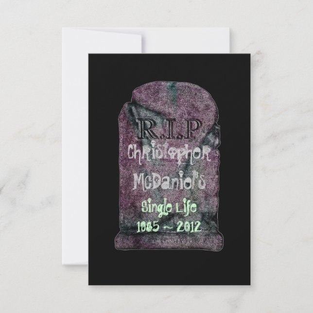 "R.I.P Single Life"- Bachelor Party Invitation (Front)