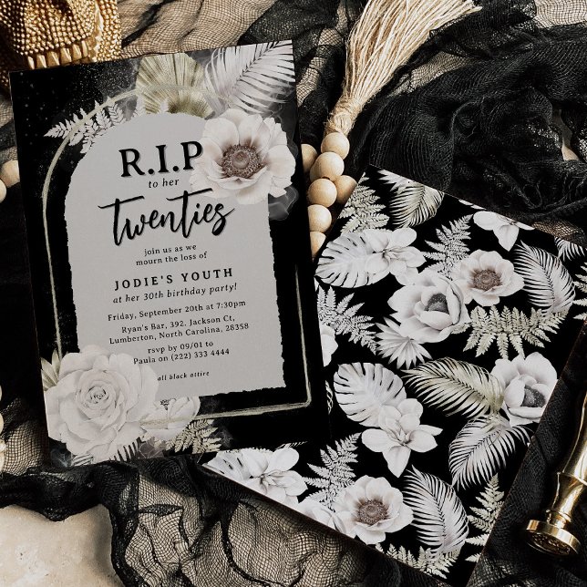 R.I.P to her Twenties Floral 30th Birthday Invitation (Creator Uploaded)