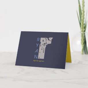 R Initial Collection Bar Mitzvah Thank-You Card