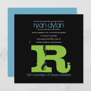 R Initial Collection Bat Bar Mitzvah Invitation