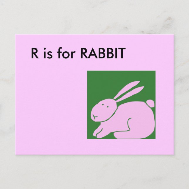 "R" is for Rabbit Alphabet Flashcard Postcard (Front)