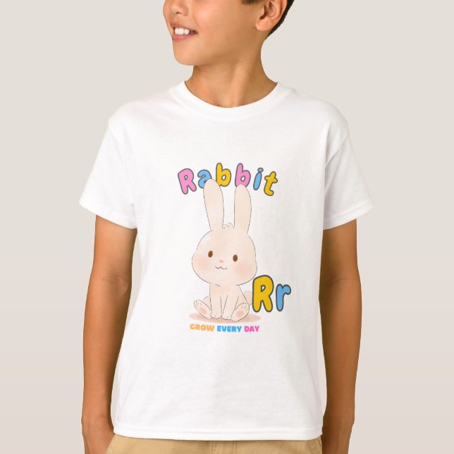 “R is for Rabbit” Alphabet Tee – Grow Every Day (Front)