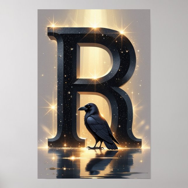 R is for Raven – Halloween Alphabet Letter Poster  (Front)