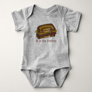 R is for Reuben Sandwich Foodie Alphabet Initial Baby Bodysuit