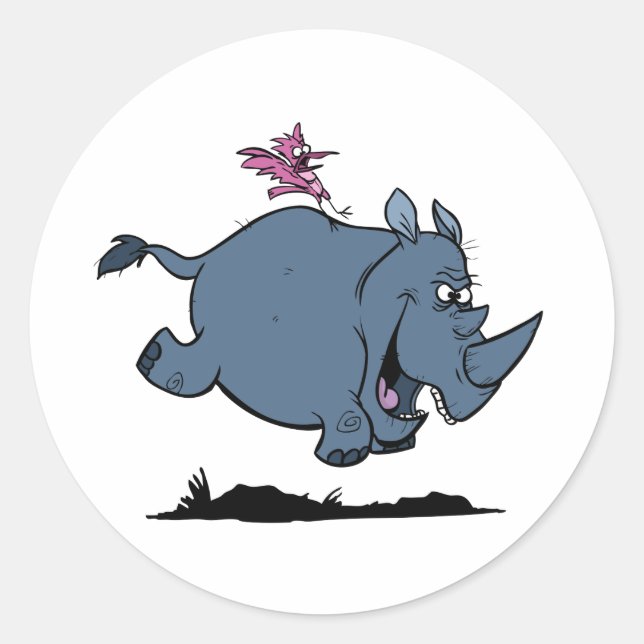R is for Rhino Classic Round Sticker (Front)