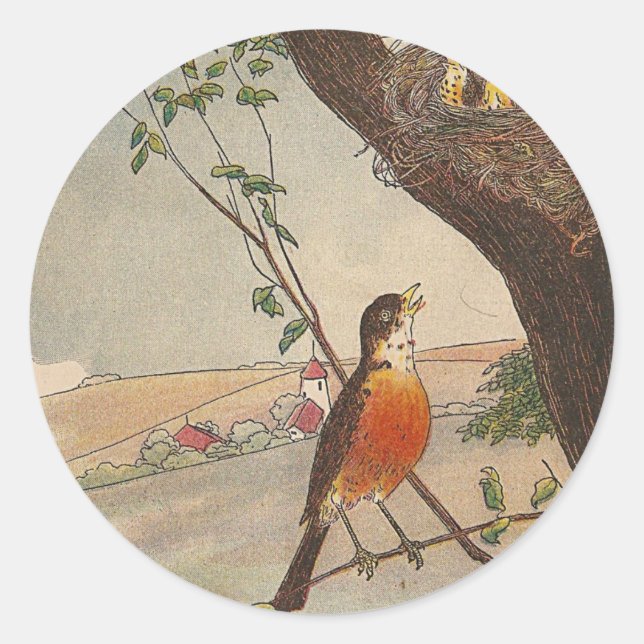 R is for Robin Classic Round Sticker (Front)