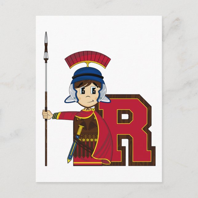 R is for Roman Soldier Postcard (Front)