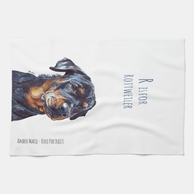 R is for Rottweiler Tea Towel (Horizontal)