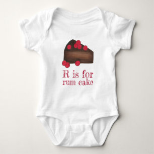 R is for RUM CAKE Jamaican Cake Slice ABCs Baby Bodysuit