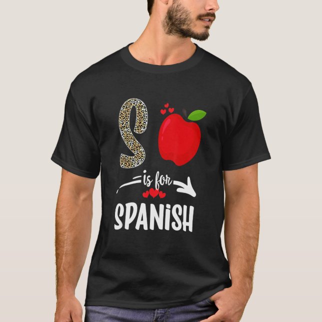 R Is For Spanish Team Alphabet Leopard Spanish Tea T-Shirt (Front)