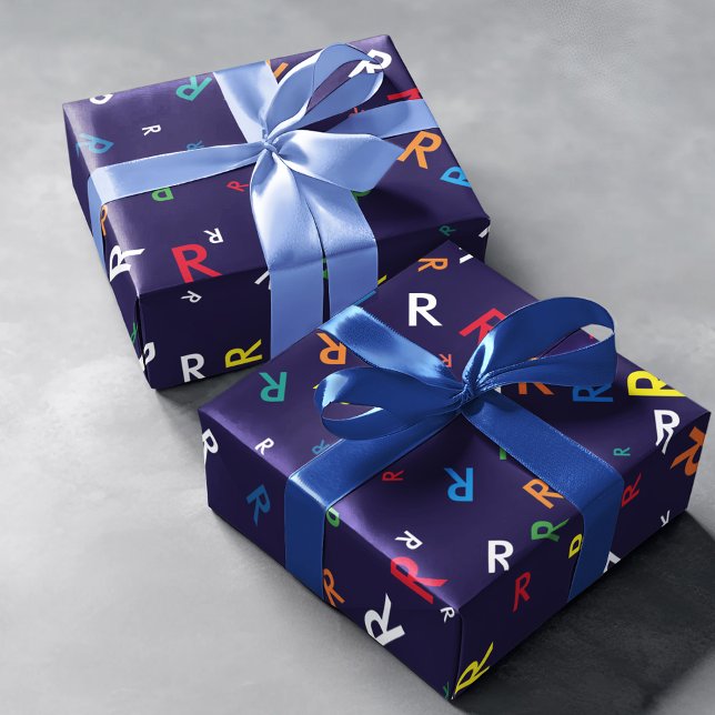 R letter custom name-initial colourful wrapping paper (Creator Uploaded)