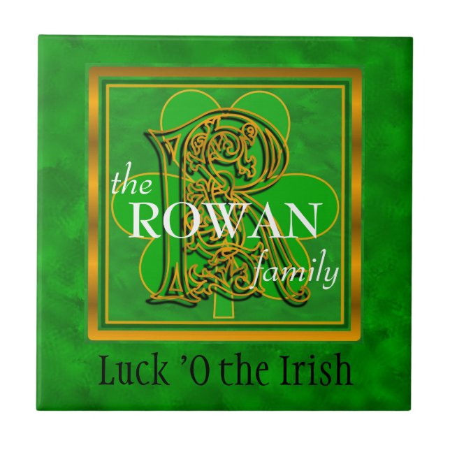 R "Luck of the Irish" Family Custom Monogram Tile (Front)