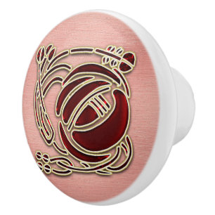R Macintosh Rose on Pink. Door Knob