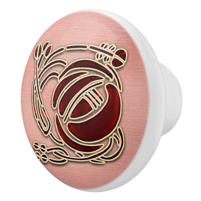 R Macintosh Rose on Pink. Door Knob (Right)