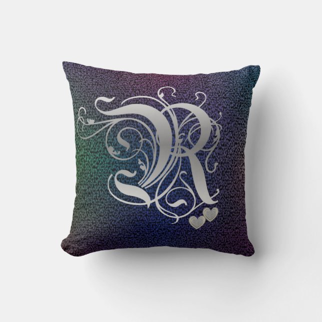‘R’ Mediaeval Vines Monogram Throw Pillows (Front)