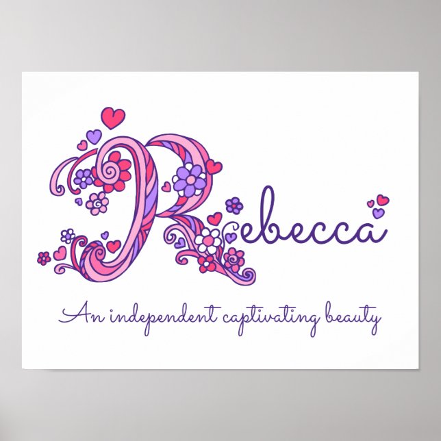 R monogram art Rebecca girls name meaning poster (Front)