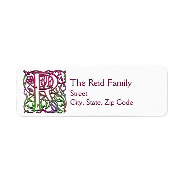 R Monogram "Besque Garden" design Address Labels (Front)