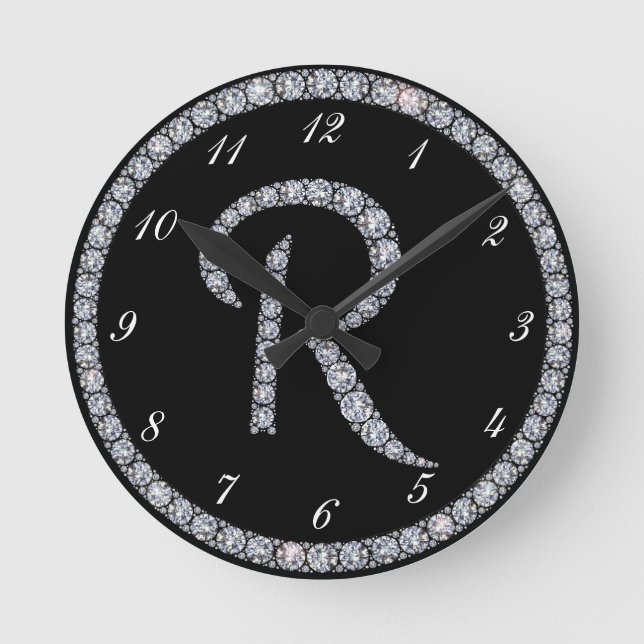 R Monogram bling ring clock (Front)