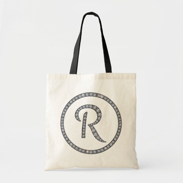 R monogram bling tote bag (Front)