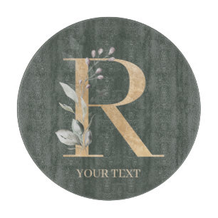 R Monogram Floral Personalised Cutting Board