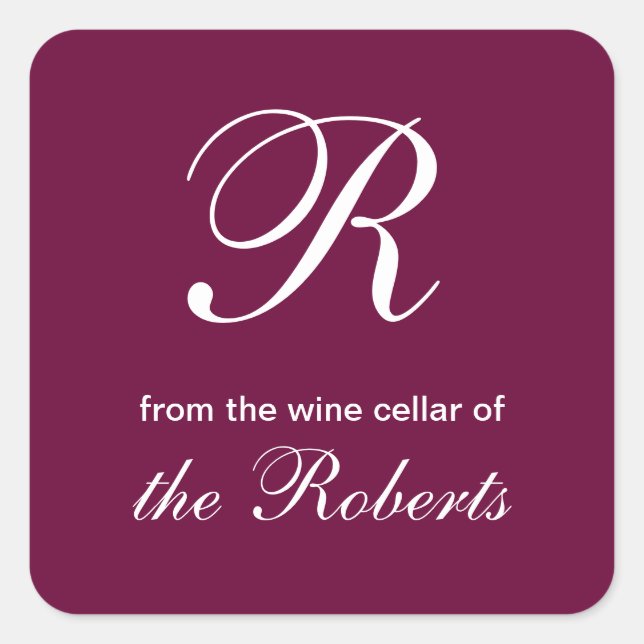 R Monogram From the Wine Cellar of Square Labels (Front)