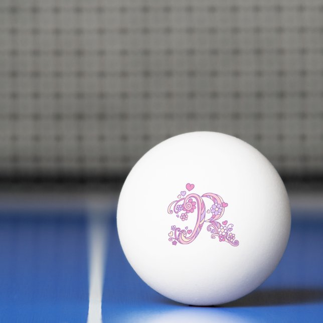 R monogram girls name Rachel meaning Ping Pong Ball (Net)