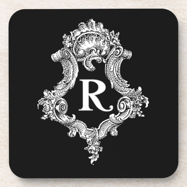 R Monogram Initial Coaster (Front)