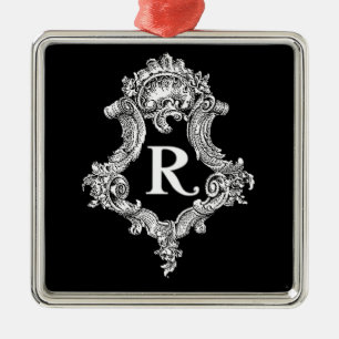 R Monogram Initial Metal Tree Decoration