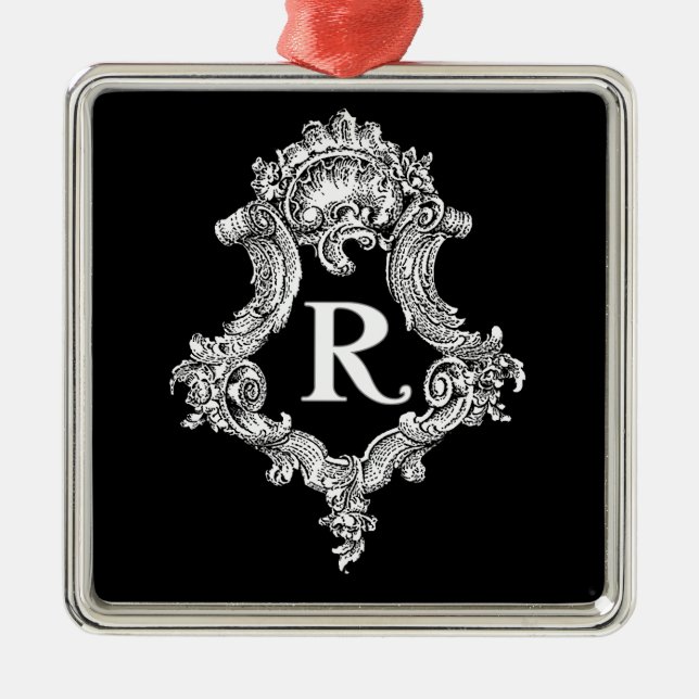 R Monogram Initial Metal Tree Decoration (Front)