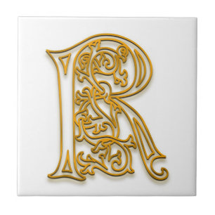 R Monogram "Irish Gold" Ceramic Tile